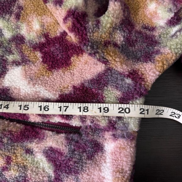 Calme Jacket Womens Small Fleece Bomber Watercolor Floral Boho Cosmic Lined Coat - Picture 11 of 12